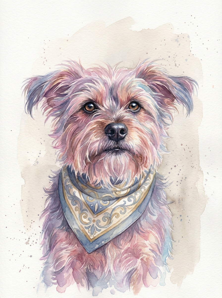 Terrier — Soft Watercolor on Plain Studio